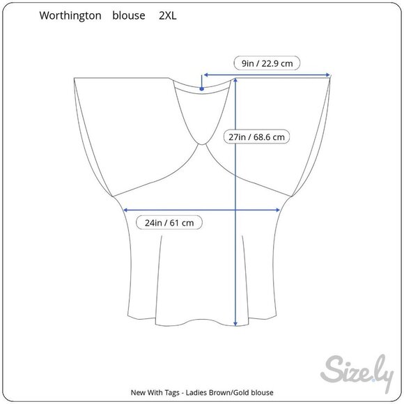 Worthington Size XXL Honey Gold Cap Sleeve Relaxed Fit Split Neck Blouse NEW - Picture 5 of 8